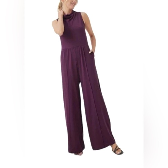 Pact Organic Cotton Gianna Wide-Leg Jumpsuit with Elegant Silhouette Burgundy - Picture 3 of 10